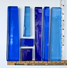 BLENKO Dalle De Verre Stained Glass Slab 9.75 LB Lot Cut-Off Pieces BLUES/COBALT