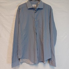 Mens Calvin Klein Slim Fit Long Sleeve Shirt XL Blue 34/35 Chest 4 Way Stretch