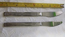LOT OF 2 NORTHWEST ORIENT AIRLINES🛩 STAINLESS MODERN SOLID MEAL KNIVES 🔎👀