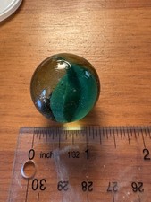 Large Green Cat s Eye Shooter Marble Amber Glass Boulder 1 Vintage Style