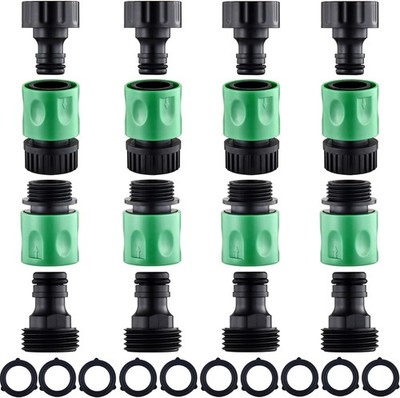 16 Pieces Garden Hose Quick Connect Fittings,Plastic Water Hose Quick Connect