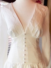 Lulus Charming Arrival White Textured Drop Waist Mini Dress Small