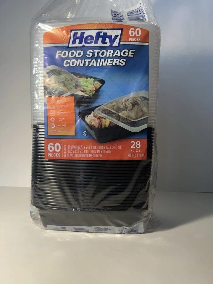 Hefty Food Storage Containers with Lids (28 oz., 60 pc.) NEW FAST SHIPPING - Image 3 of 4