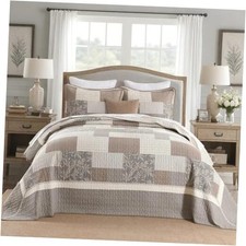 100 Cotton 120"x120" Oversized California King 120" 120" Brown/Beige/Gray