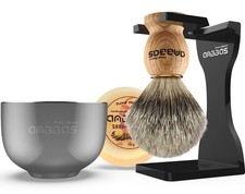 Anbbas Pure Badger Hair Shaving Brush, Ash Wood Handle,Stainless Steel Bowl