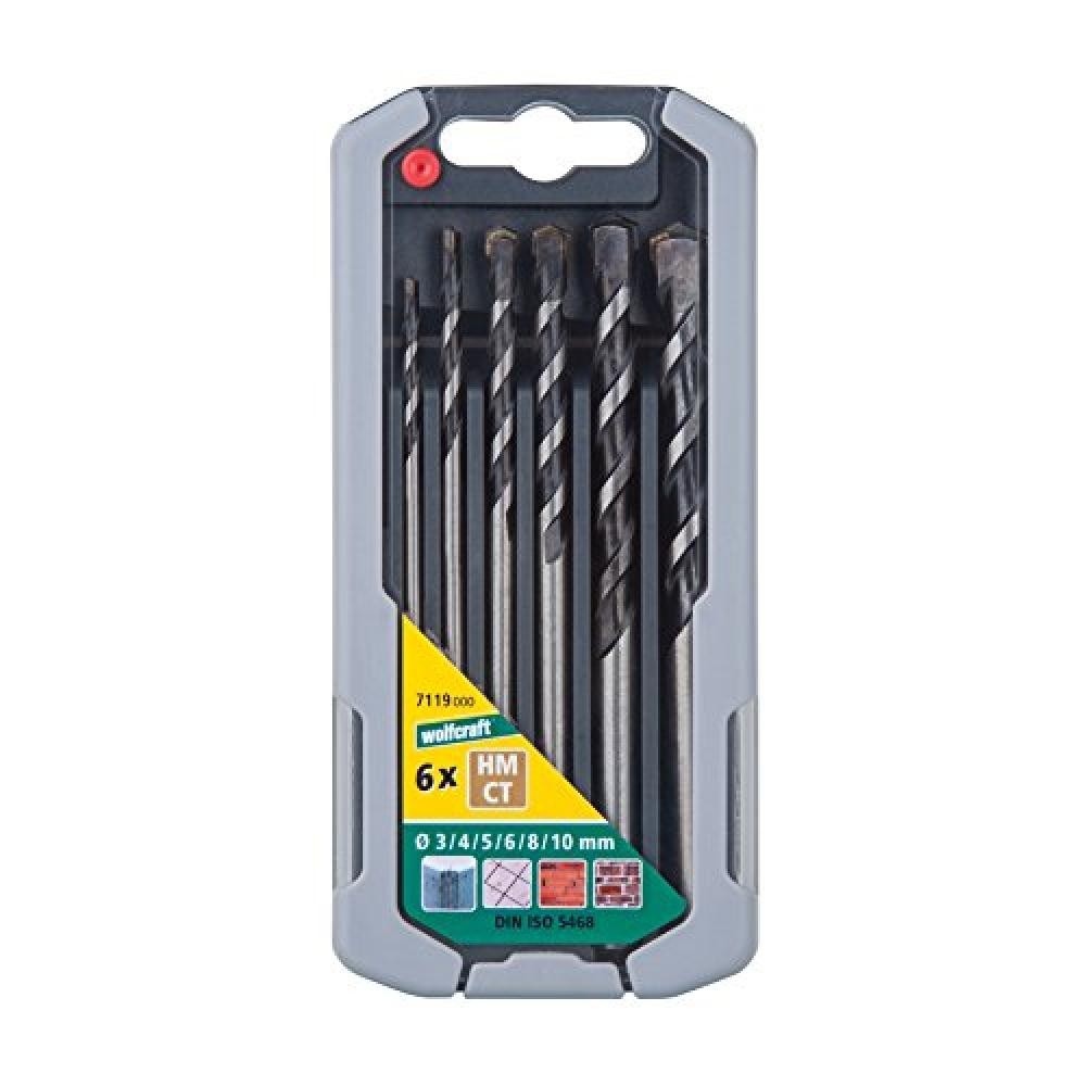 Wolfcraft 7119000 Set 6 Punte Roccia Professional 3-10mm Muro Cemento