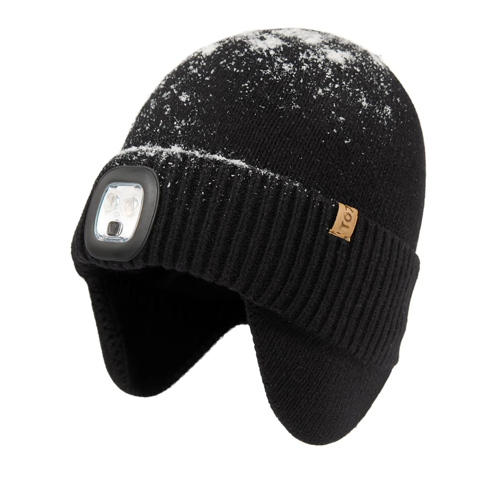 DryKnit Waterproof LED Beanie Hat with Ear Flaps – 50% Merino Wool, Fleece Li...