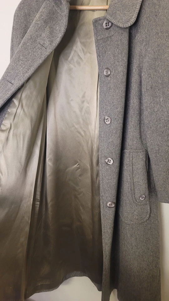 Abrigo Forecaster Of Boston Vintage Mujer 14 Gris Largo Midi Pura Lana Union EE. UU. Foto 3 de 4