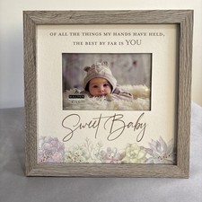 Malden Sweet Baby Photo Frame 10x10 Floral Wood Look Holds 4x6