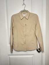 Columbia Women's Omni-Shade sun Protection Tan Hiking Shirt Long Sleeve Sz M