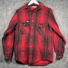 Vintage Carhartt Red Plaid Button Down Flannel Shirt Mens Size L 21x30