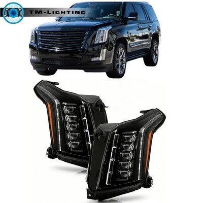 For 2015 2016 2017 2018 19 2020 Cadillac Escalade Headlight Right&Left Black LED