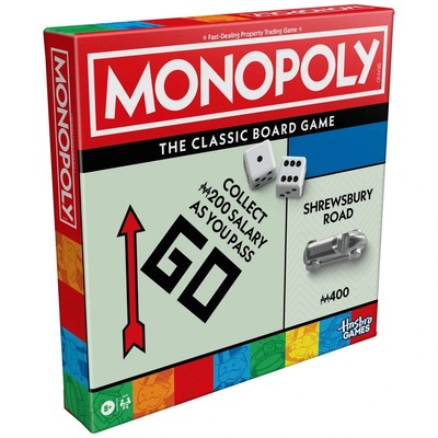 Monopoly Brettspiel, für 2 bis 6 Spieler, Sammeln Sie die Karten, die Sie zum Hausbau benötigen