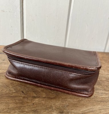 COACH VINTAGE CHUBBY COSMETIC/TRAVEL CASE  MAHOGANY LEATHER WITH MIRROR