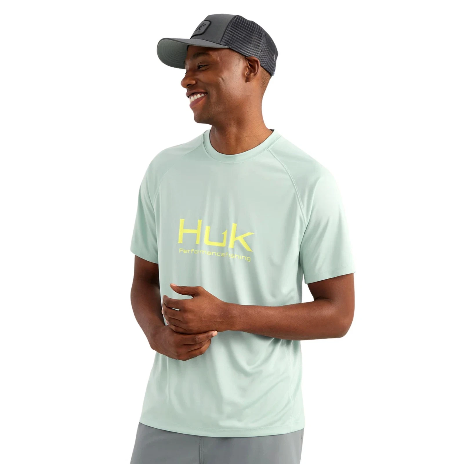 Huk Pursuit Short Sleeve Crew Men's Tech Shirt, Heron Blue, Medium