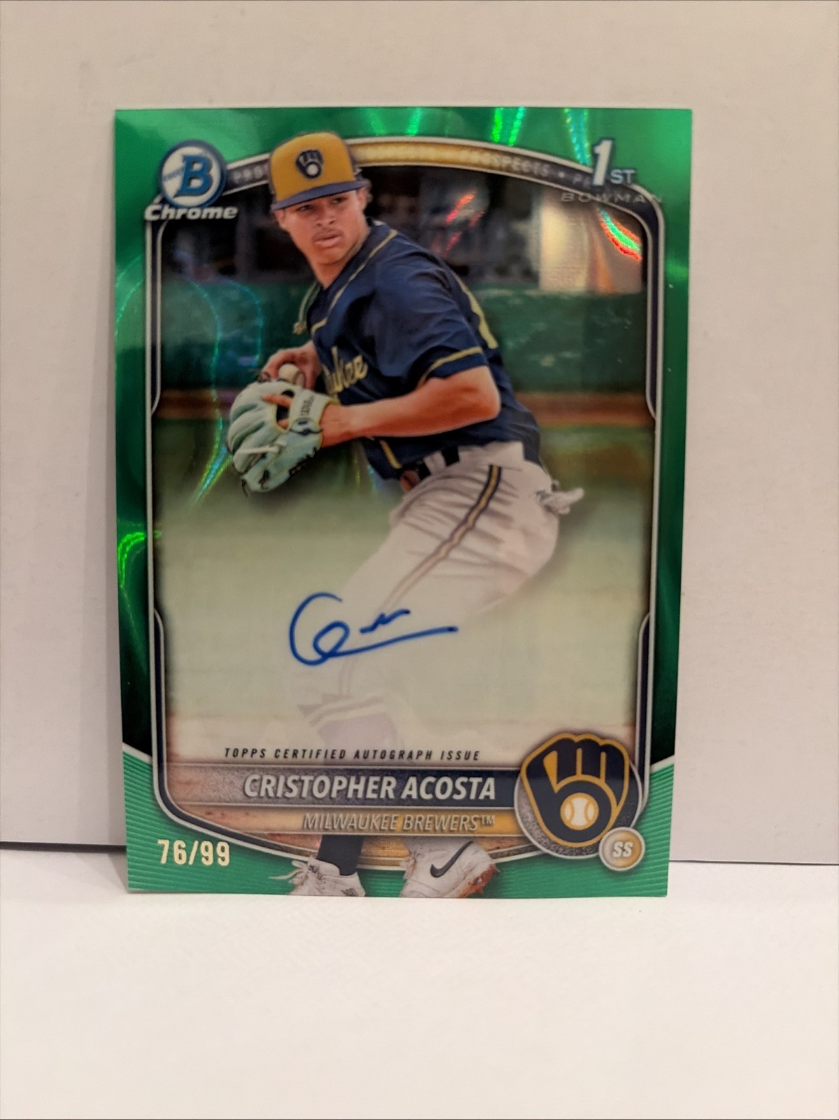 2025 Bowman Chrome - Cristopher Acosta 1st Bowman Green Lava Refractor Auto /99