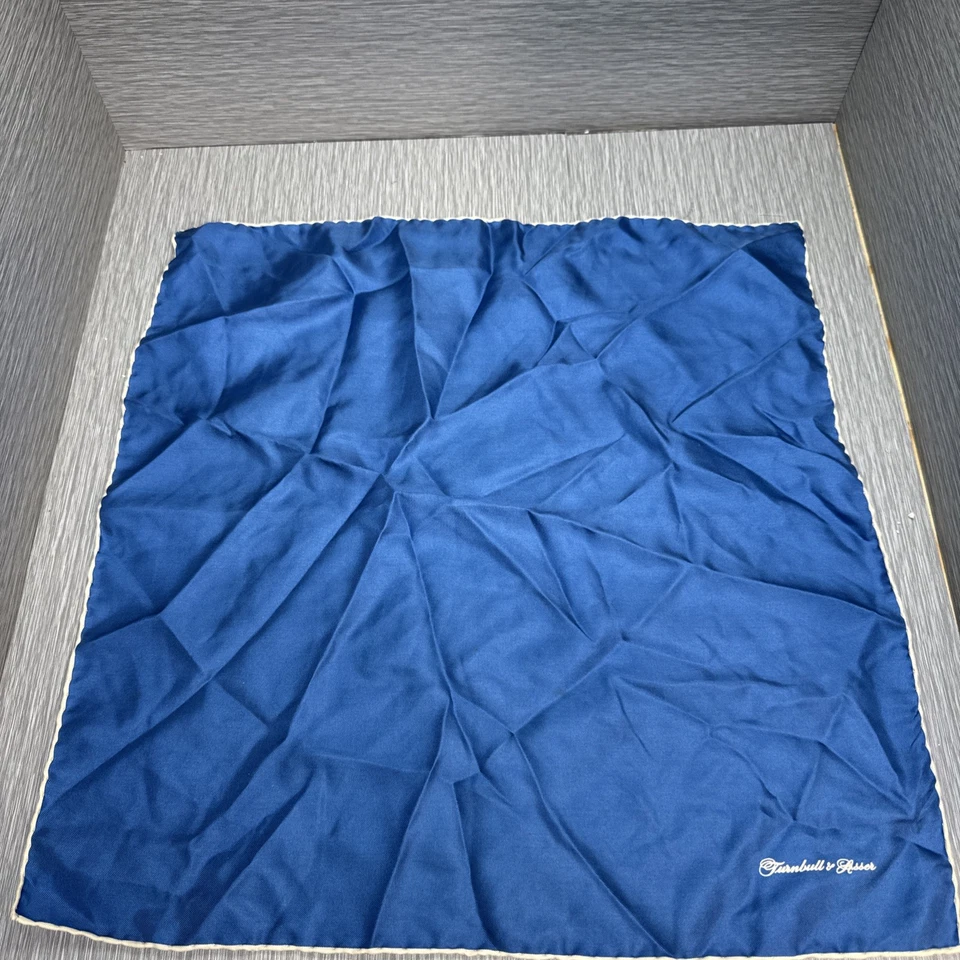 Pañuelo cuadrado de bolsillo de seda azul Turnbull & Asser hecho en Inglaterra para hombre Foto 2 de 4