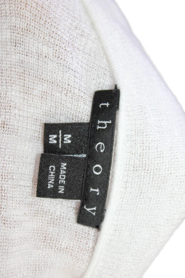 Suéter Theory Mujer Lino Cuello en V Randelle Sag Harbor Blanco Talla Mediana Foto 4 de 4