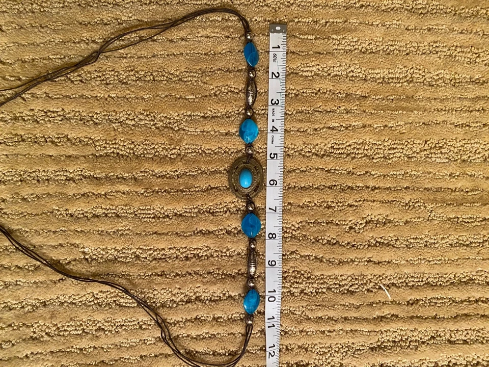 Turquoise Bead & Stone set with Silver Metal- Band for Cowboy or Felt Hat - Image 3 of 4