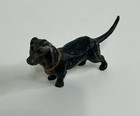 Vintage Hand Painted Cast Metal Figural Dachshund Dog Pin Cushion Vienna Bronze — photo 1