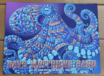 #ad 🐙Dave Matthews Band Poster Virginia Beach Virginia 6 6.26 Ben Kwok 2026 DMB $149.00