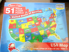 MELISSA  DOUG USA MAP 51 PIECE FLOOR PUZZLE 36  X 24  LARGE PIECES  NEW 