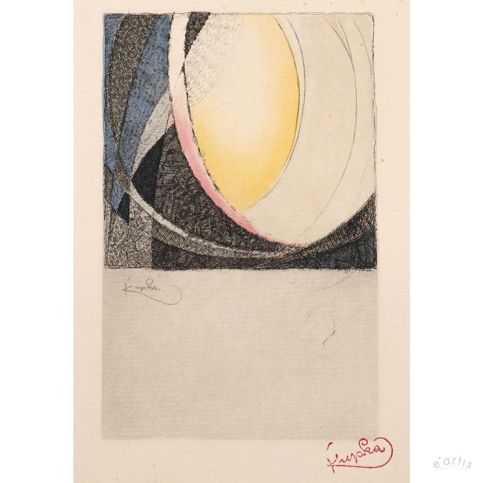 FRANTISEK KUPKA RADIERUNG KOLORIERT AMORPHA 1913 ABSTRAKTION PARIS VP: 3129€*