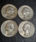 4-Coins 1964 25c SILVER Washington Quarters 1960/1964