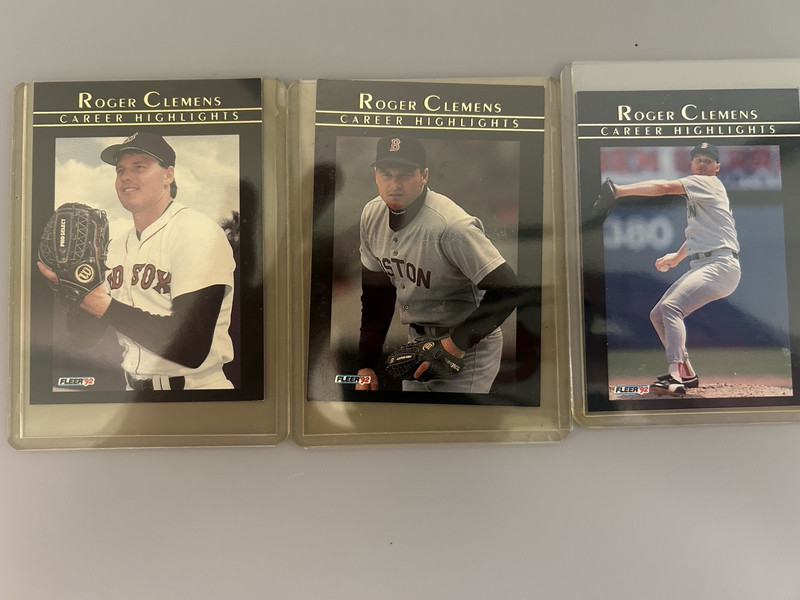 1992 Fleer Baseball Roger Clemens Career Highlights Insert Singles -LOT OF (3)
