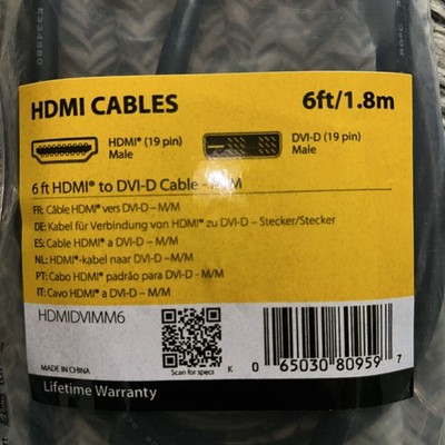 StarTech 6ft HDMI to DVI-D Cable - M/M (HDMIDVIMM6) Male / Male Cable / Adapter