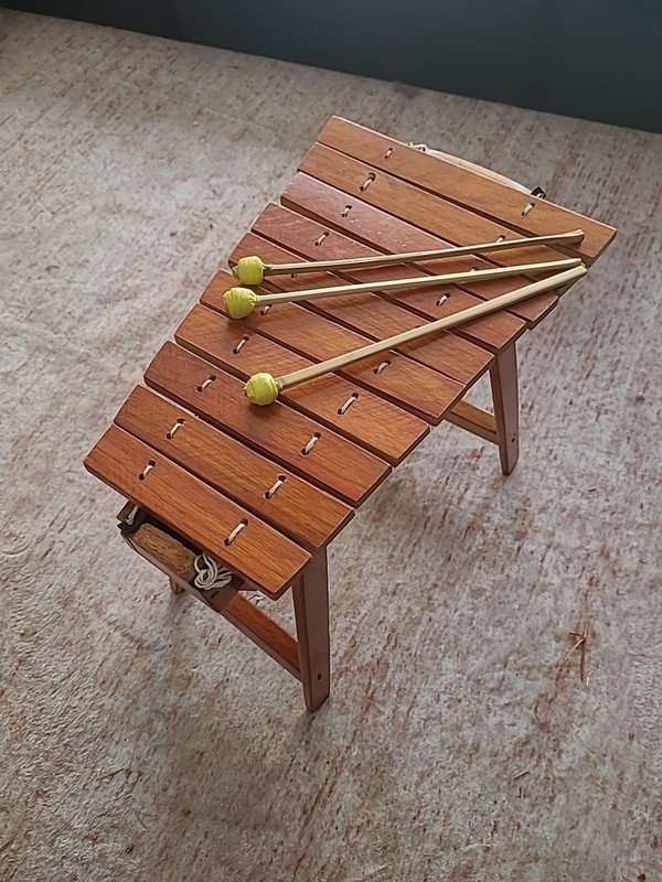 Vintage Woodwn Xylophone 3 Mallets Foldable