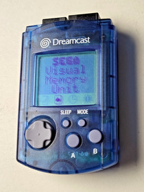 Sega Dreamcast VMU HKT-7000 Visual Memory Unit Transparent Blue Tested Works OEM
