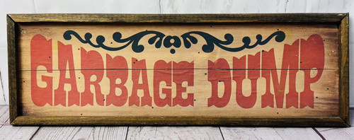 Vintage 1970s Wooden Novelty Sign Set Clean Beds 20¢ & Garbage Dump Rustic Decor - Picture 2 of 7