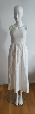 Massimo Dutti Kleid 34 36 xs S weiß Strand Kleid One Shoulder Maxi lang Baumwoll