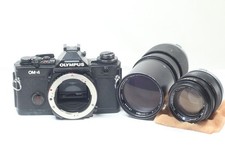 AS IS Olympus OM-4 35mm SLR Film Camera Auto-S 50mm F/1.4 Auto-T 200mm F/4 Lens