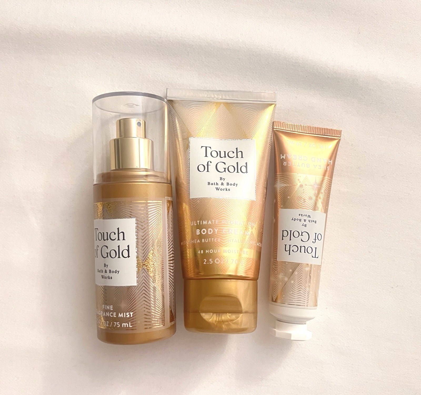 3 Bath & Body Works TOUCH OF GOLD Travel Size Fragrance Mist & Body Cream