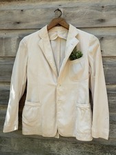 1930s NRA Label Ivory Cotton Sport Jacket Belted Back Depression Era Blazer 36
