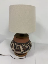 Mid Century Vintage Terra Cotta Table Native American Studio Pottery Lamp