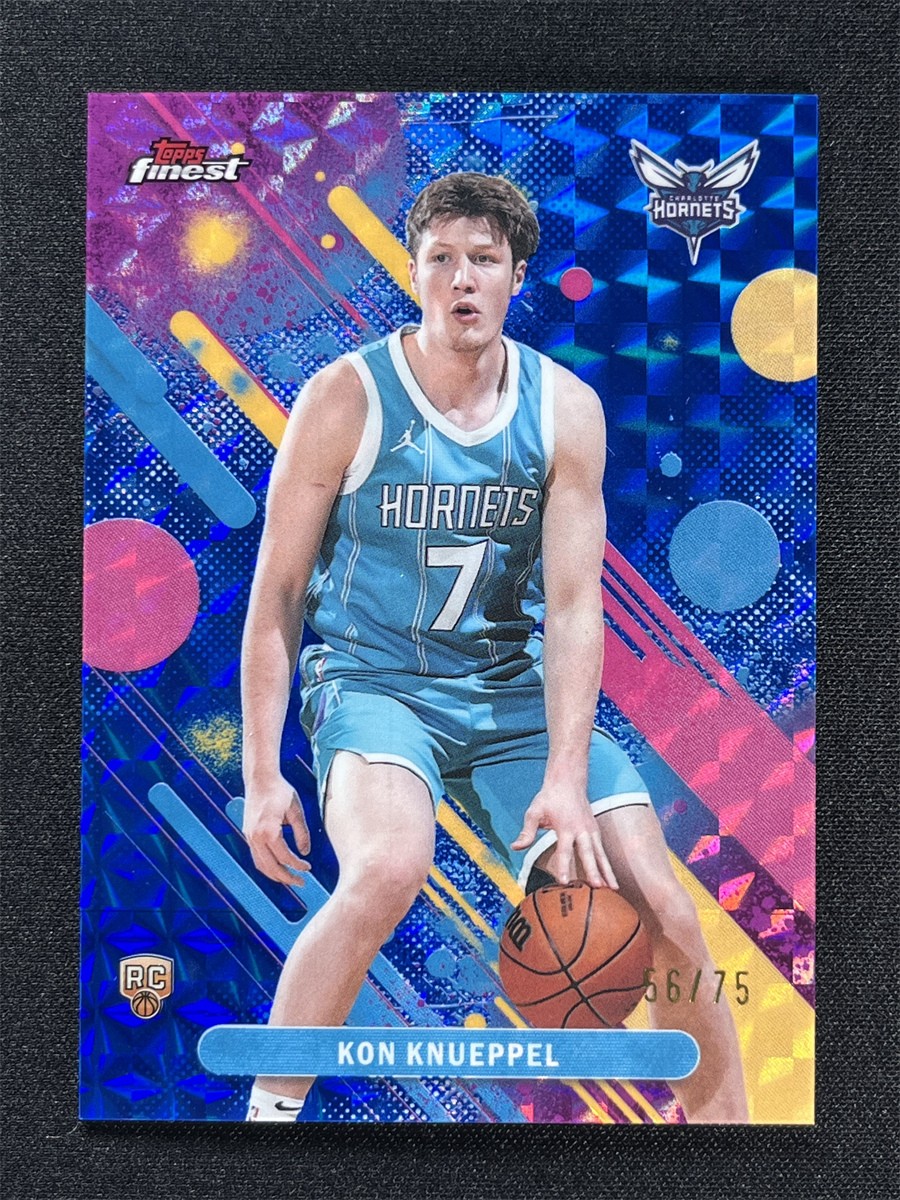 2025-26 Topps Finest Kon Knueppel #4 Common Blue Geometric Rookie RC Hornets /75
