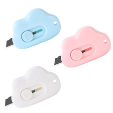 Cloud Shaped Retractable Box Cutter Set - 3Pcs Mini Utility One Size, 3 Color