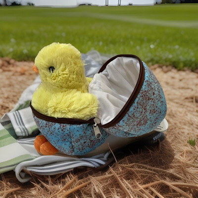 Wish Pets 8  Baby Chick Hatching Speckled Egg Blue & Brown Easter Zipper NWT