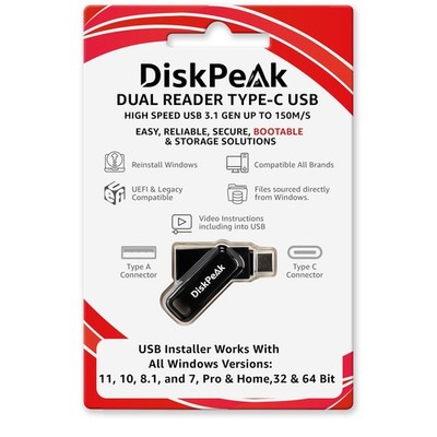 64GB Bootable USB Drive for Windows 11 & 10 - Clean Install, Upgrade, Reinsta...