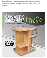 Bamboo Rotating Base Cosmetic Organizer Shelving Bathroom Vanity Shelf