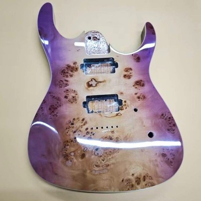 DIY Basswood Electric Guitar, Purple Glossy Finish, Natural Wood Grain