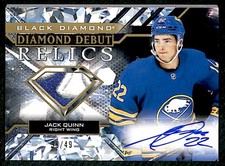 Jack Quinn 2022-23 UD Black Diamond Debut Relics Rookie Auto Patch /49 #DD-JQ