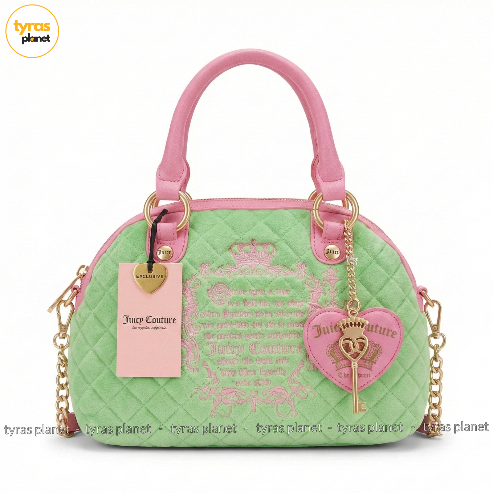 Juicy Tale Crossbody Bag Retro Green Pink Bag with Key Heart Charms - Viral