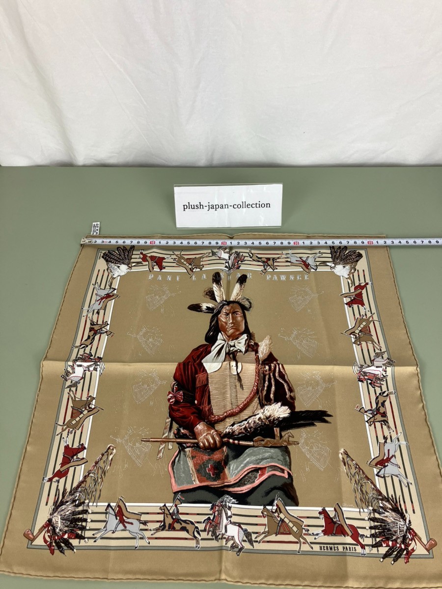 HERMES Carre 45 Pani la Shar Pawnee Vintage Silk Scarf /Kermit