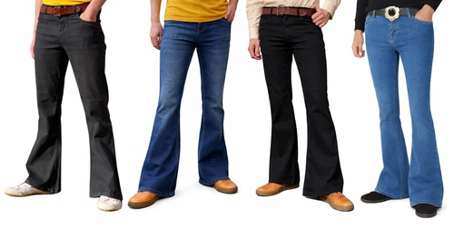 Men's Bell Bottoms Flared Jeans- Retro Denim Flares - Classic 60s 70s Hippie