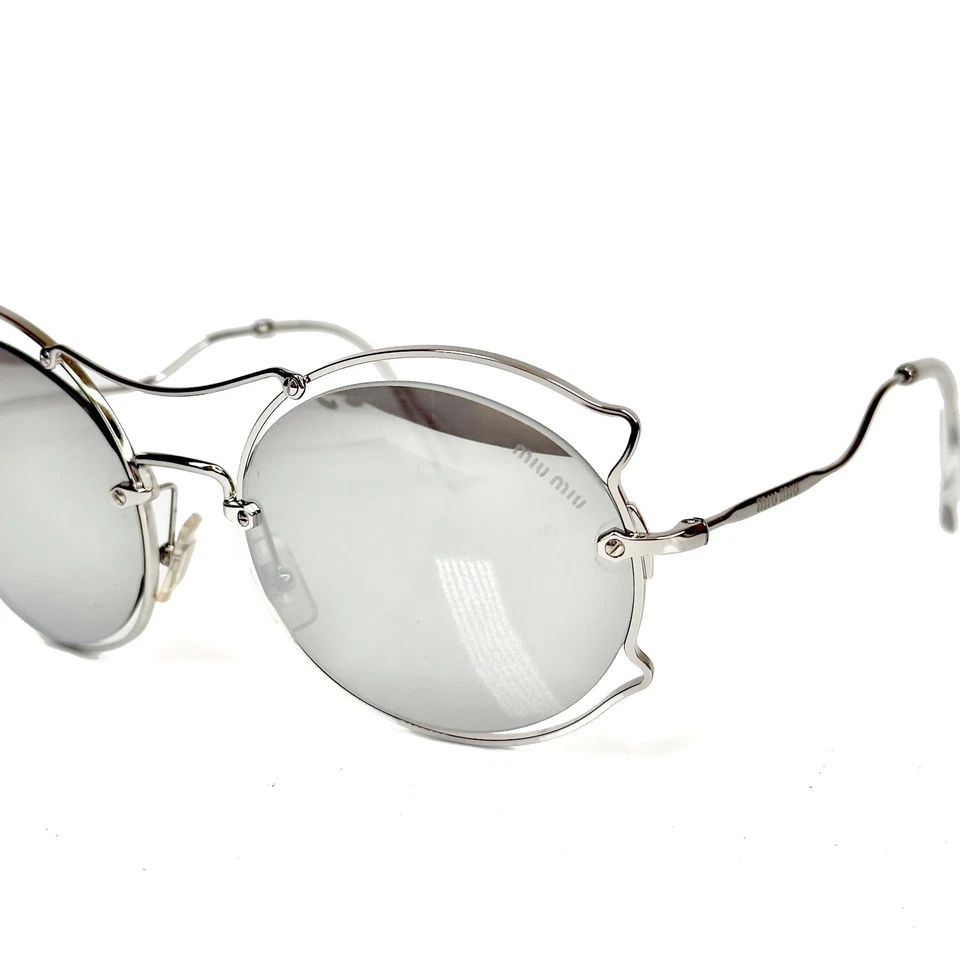 MIU MIU MU50SS SCENIQUE Evolution 50S Silver Mirrored Round Metal Wire Sunglass - Image 4 of 4