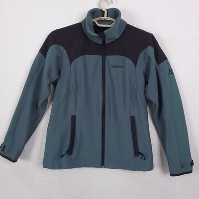 Schoffel Softshell Jacket Womens Size 8 Teal Black Hiking Outdoor Full Zip
